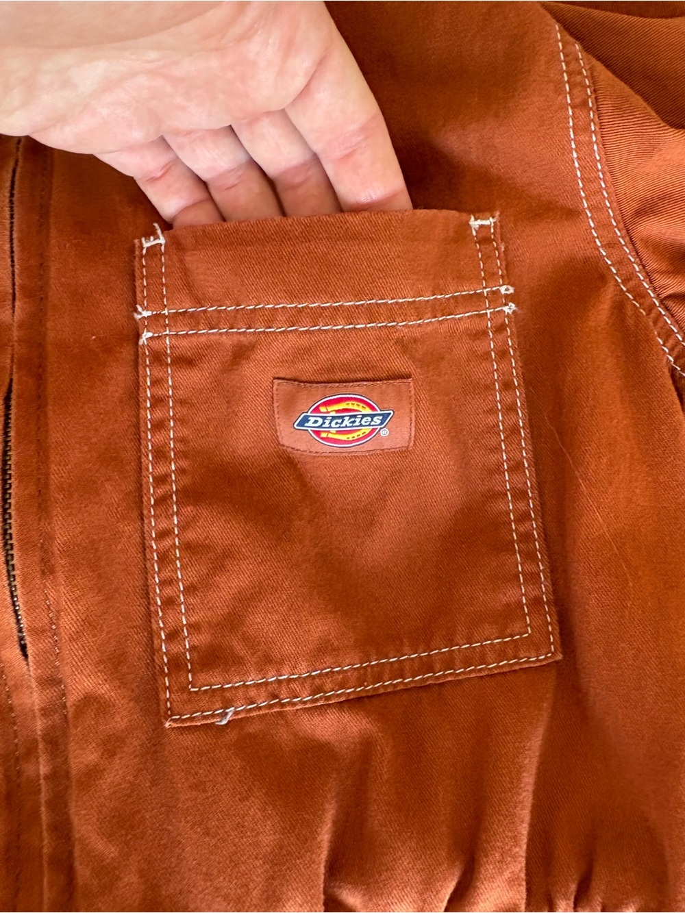 Dickies Florala Coveralls Womens XS Workwear Elastic Waist Zip Front Orange - Picture 9 of 15